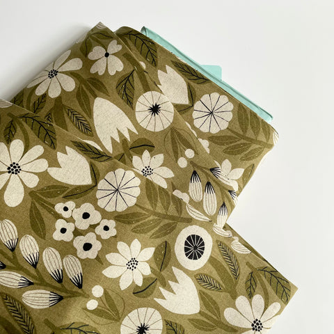 Kokka Cotton / Linen Canvas - Gather by Bookhou - Flowers