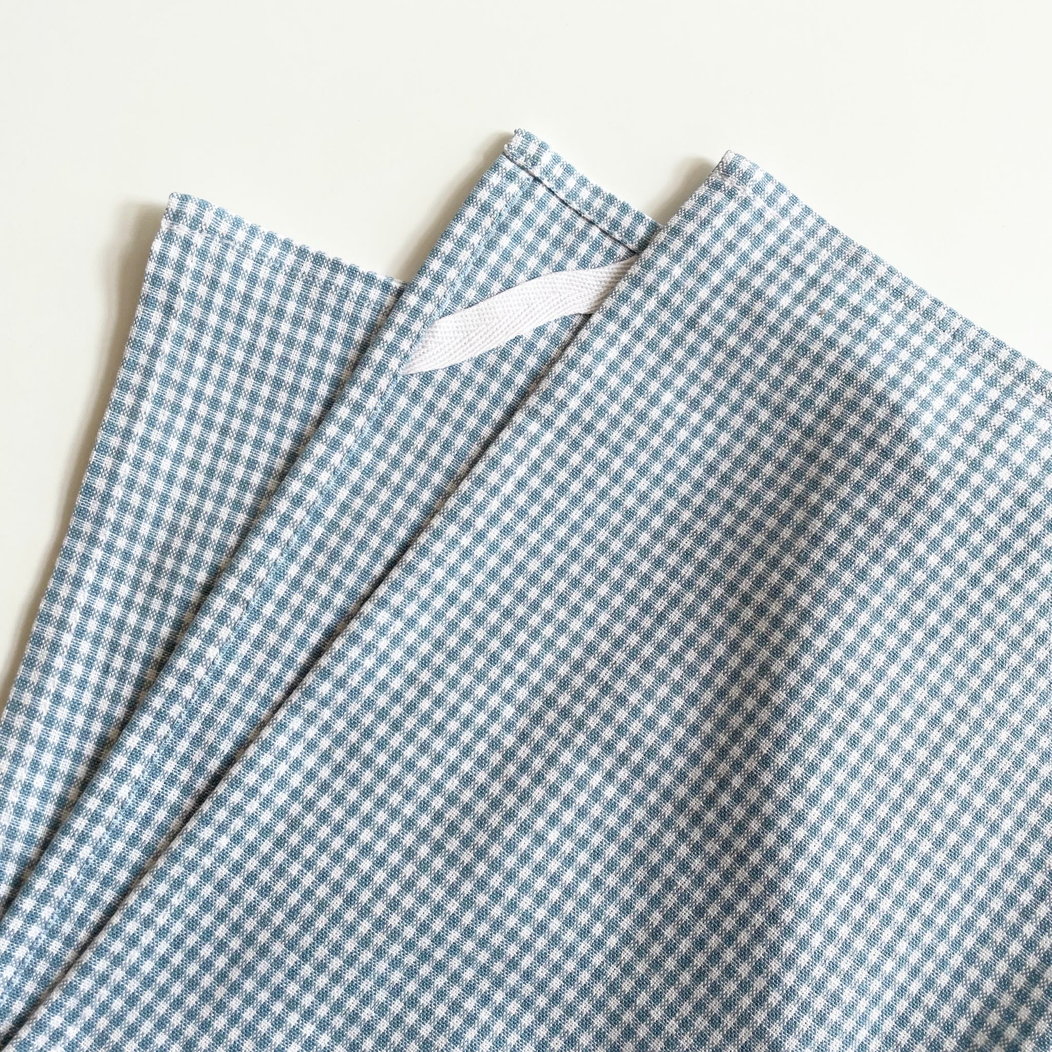Dunroven House Cotton Tea Towel - Light Blue Mini Check