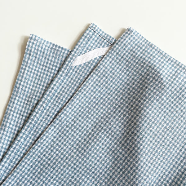 Dunroven House Cotton Tea Towel - Light Blue Mini Check