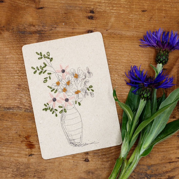 Rue de Pleine Lune :  Striped Bouquets Embroidery Card Set