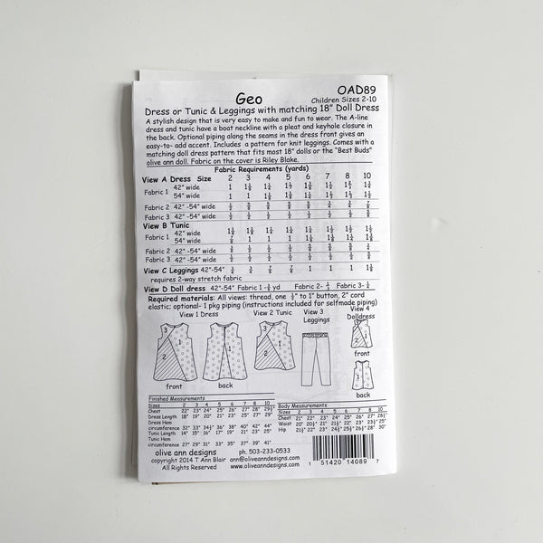 Olive Ann Designs : Geo Dress, Tunic, and Leggings