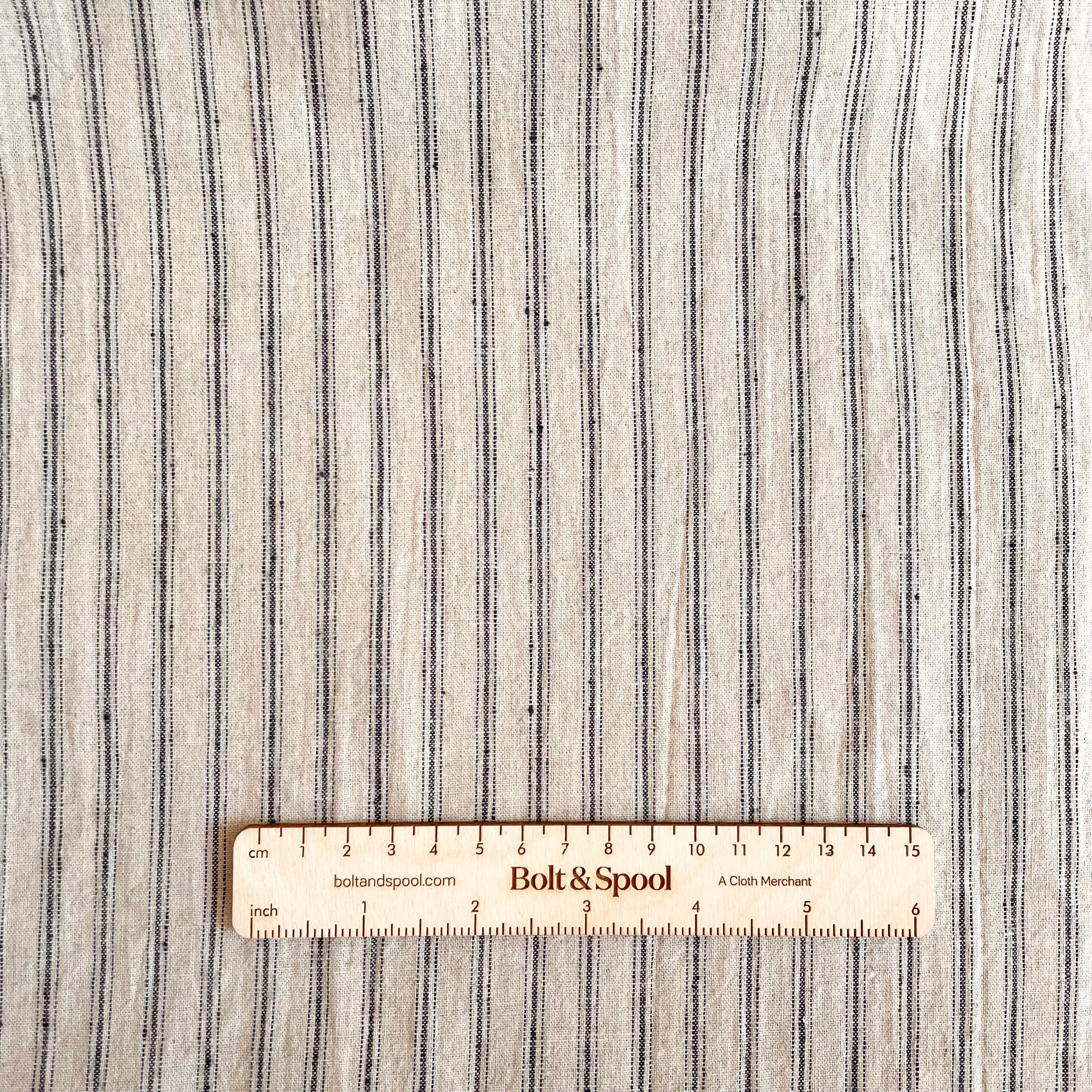 Cotton / Linen Sheeting - Black Ticking Stripe