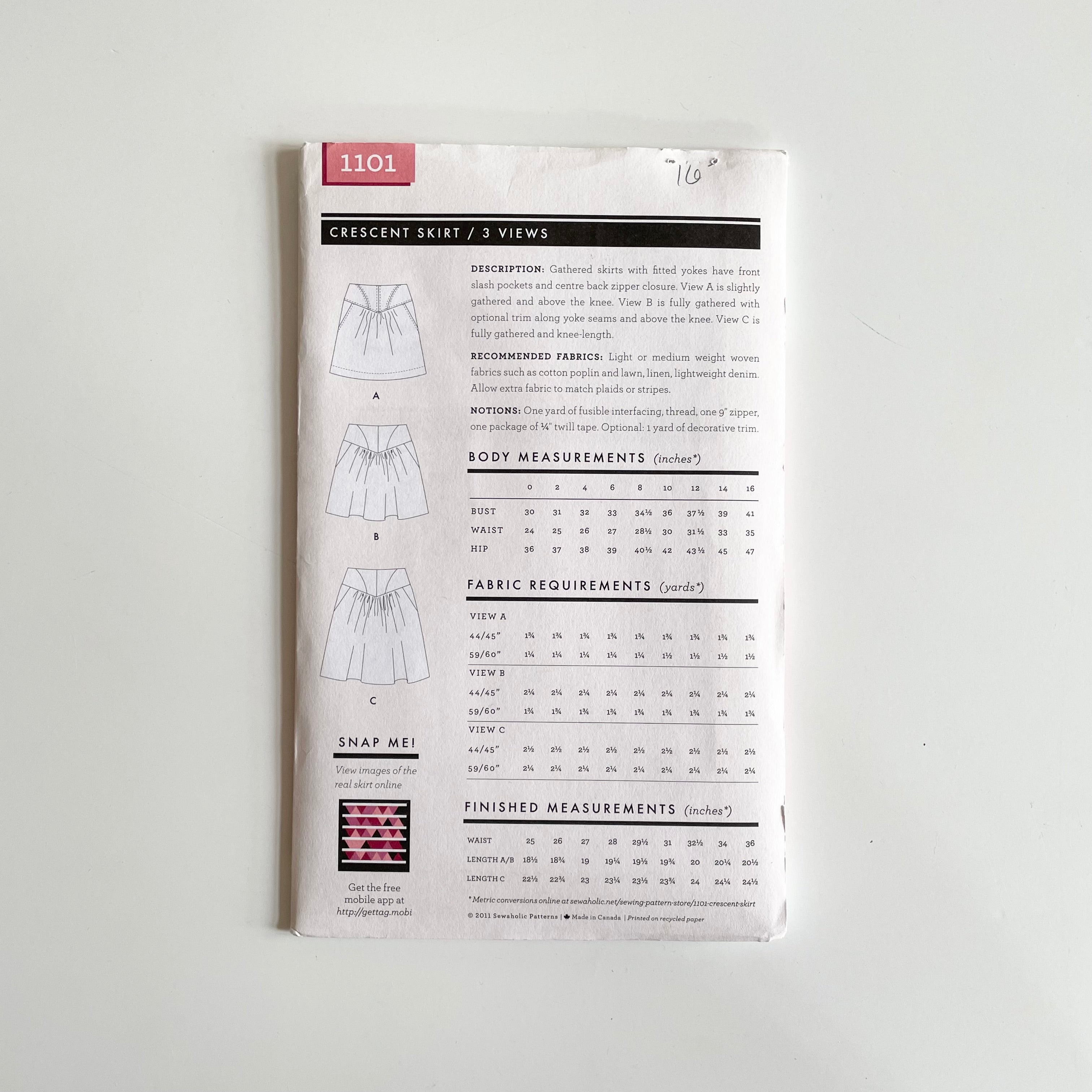 Sewaholic Patterns : Crescent Skirt