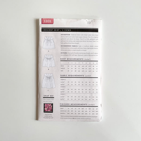 Sewaholic Patterns : Crescent Skirt