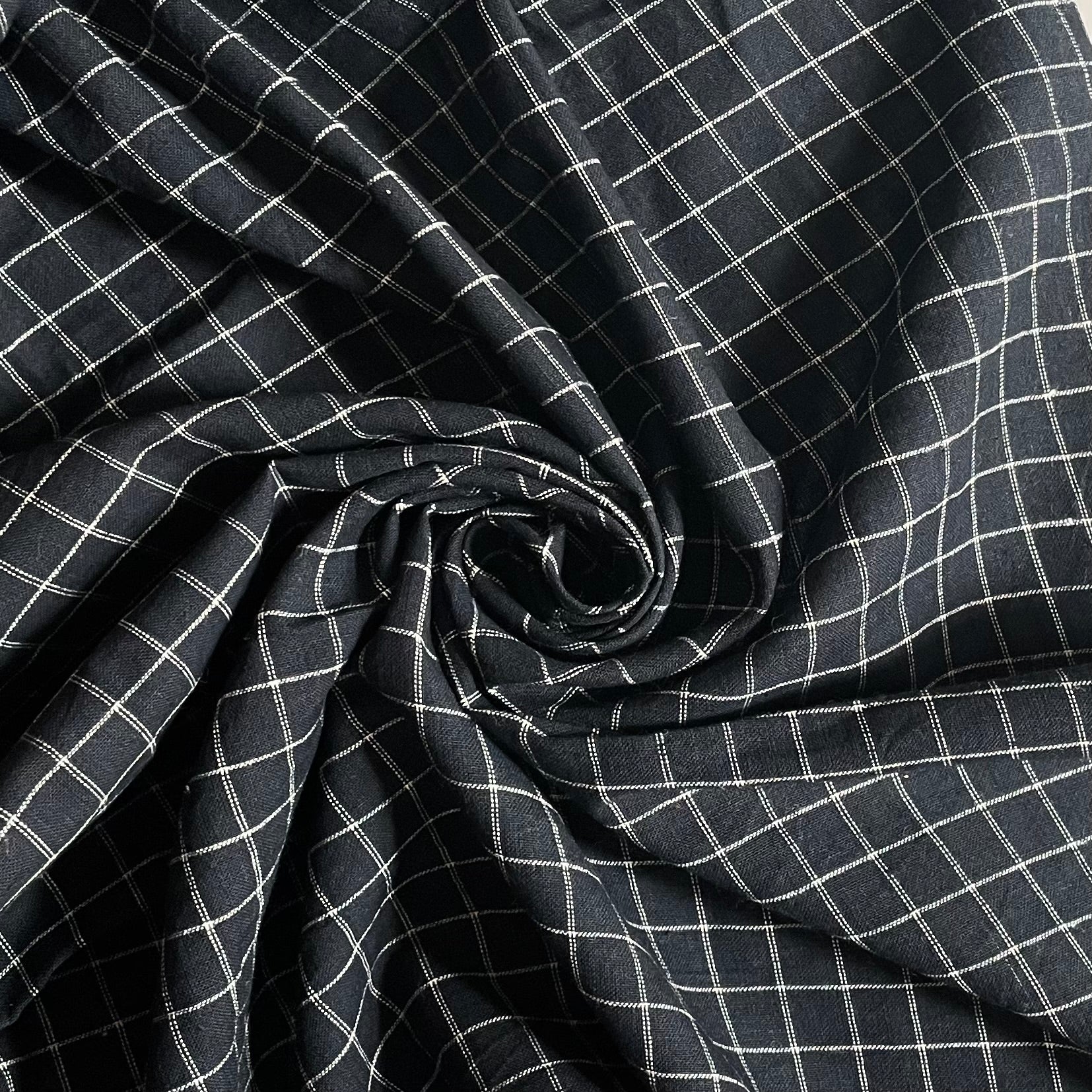 Bengal Handlooms Khadi Cotton - Black Grid