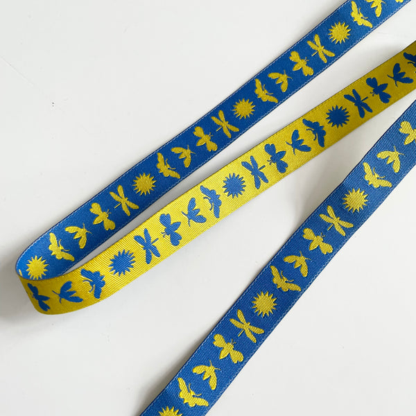 Jane sassaman yellow blue insect bug ribbon