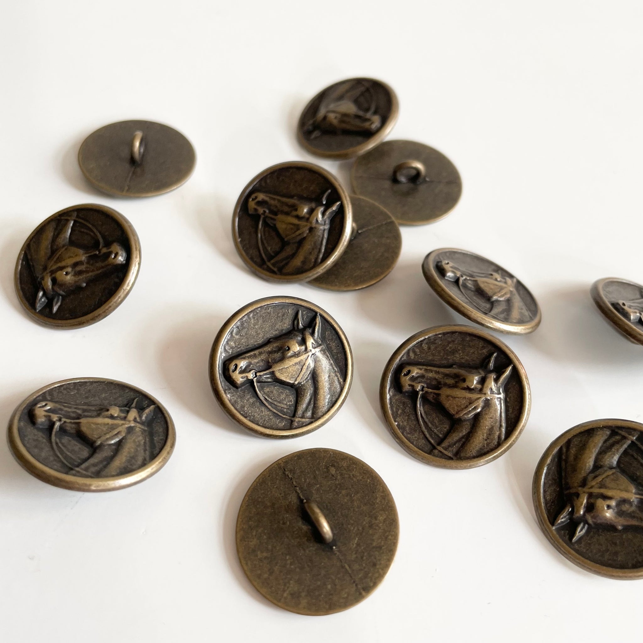 Horse Shank Button - Antique Brass