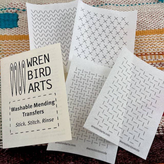 Wren Bird Arts : Washable Mending Transfers Set Cream #10 Fiber Arts Patterns