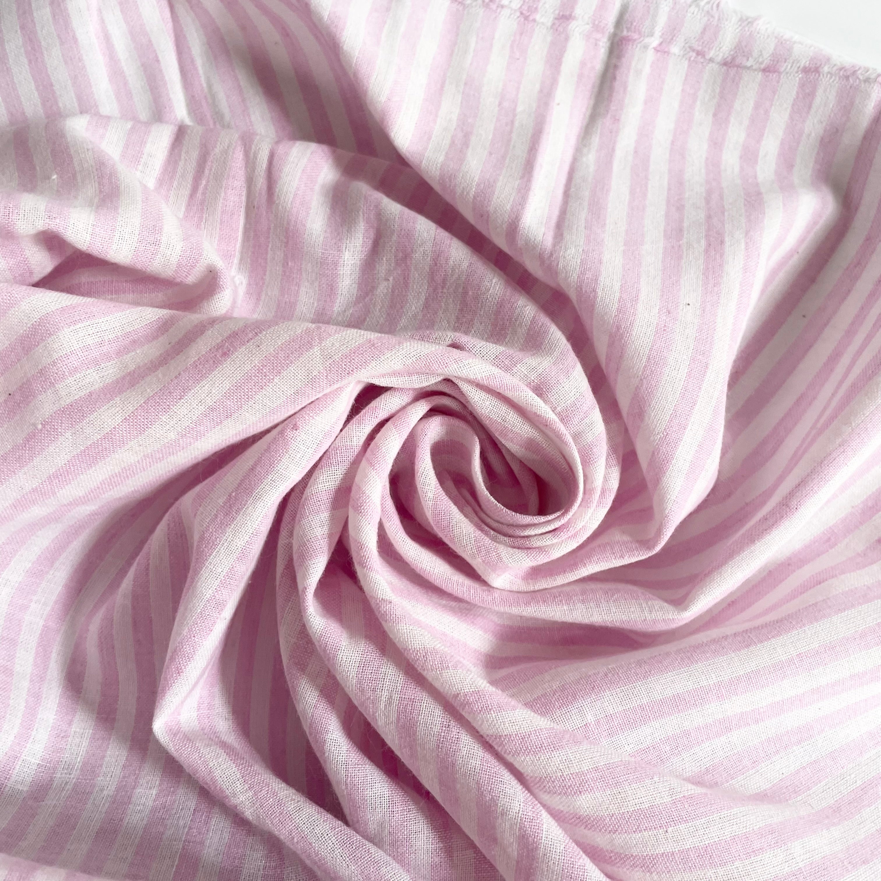 Bengal Handlooms Khadi Cotton - Soft Pink Stripe
