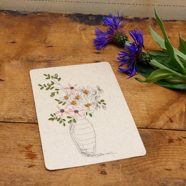 Rue de Pleine Lune :  Striped Bouquets Embroidery Card Set