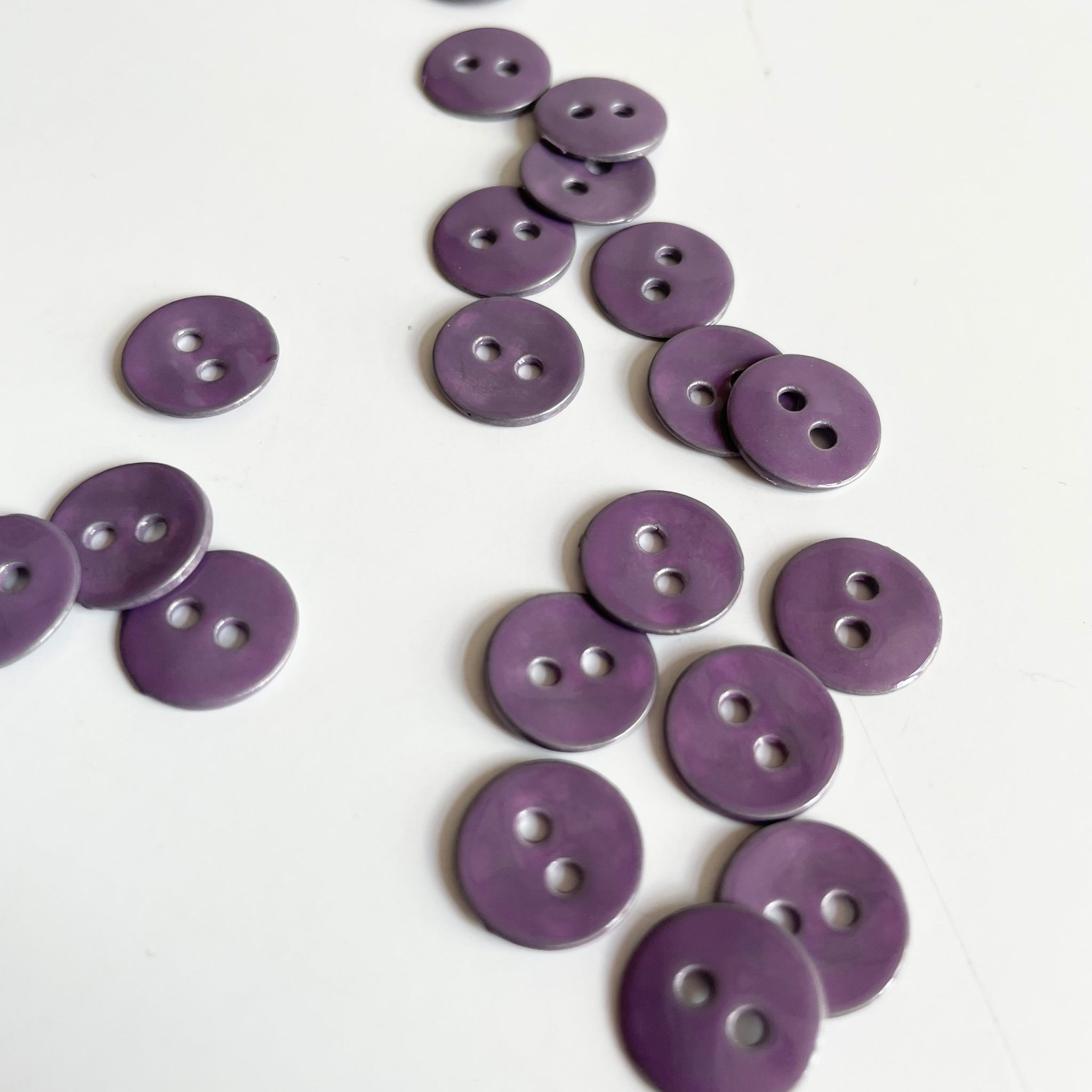 Enameled Metal Button - Purple