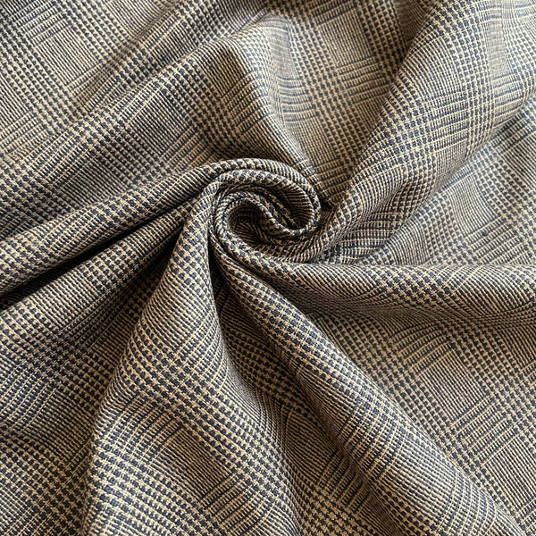 Prince of Wales Silk Suiting - Navy Check