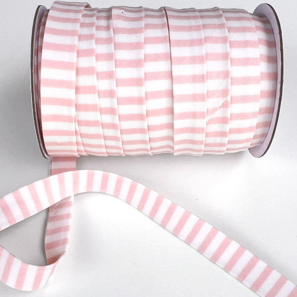 Double Fold Bias Binding : Delicate Pink Stripe