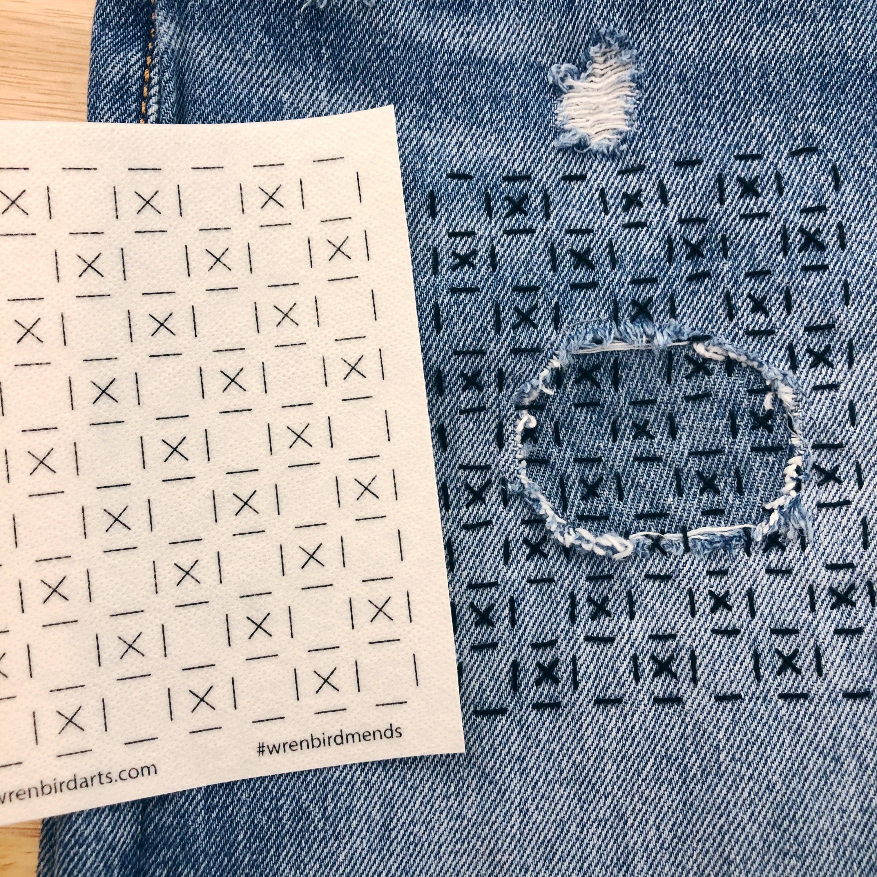 Wren Bird Arts : Washable Mending Transfers #4 Green Patterns