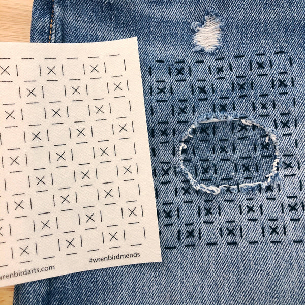 Wren Bird Arts : Washable Mending Transfers #4 Green Patterns