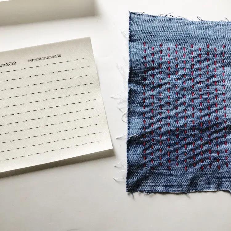 Washable Mending Patterns: Sashiko Style Lines