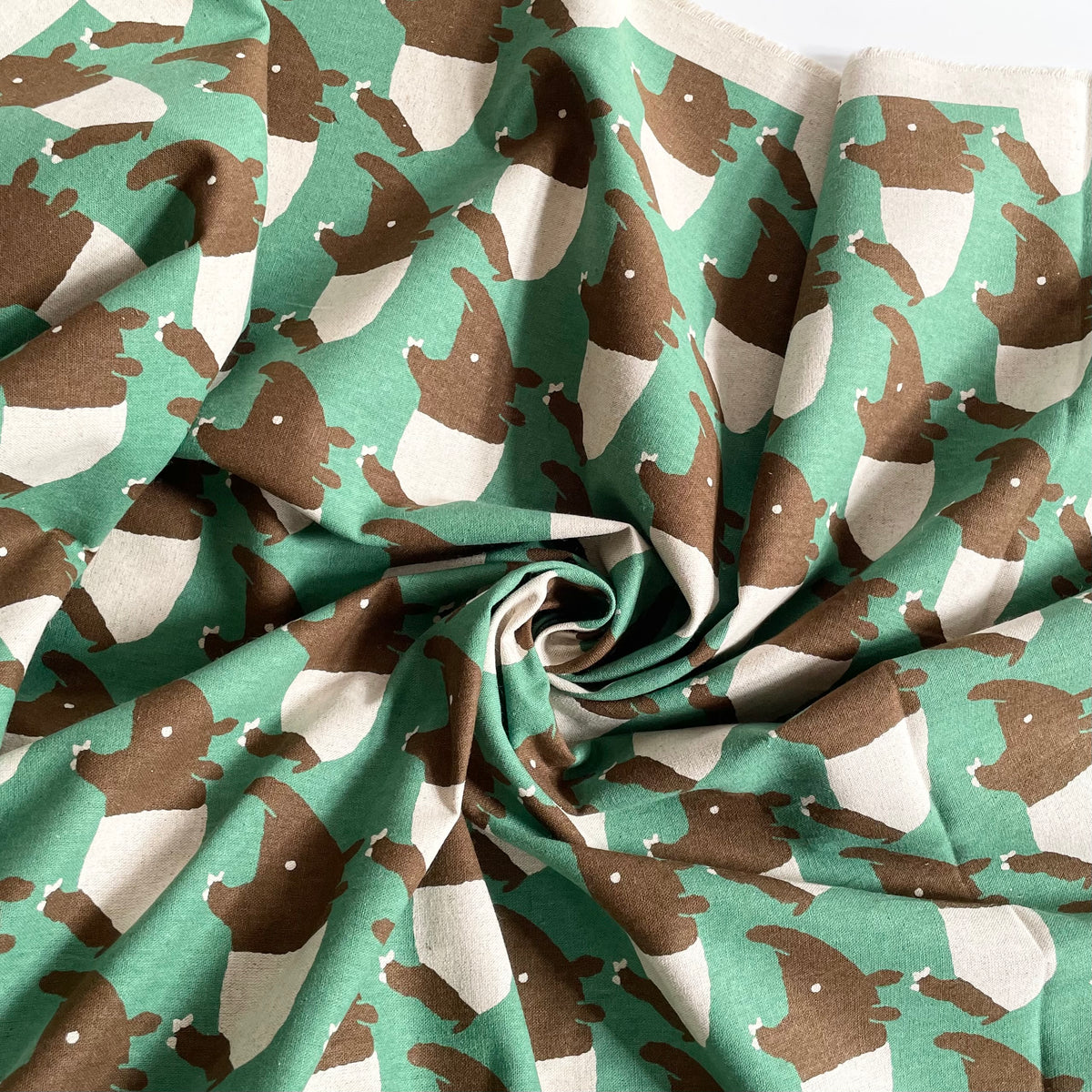 Sevenberry Cotton / Linen Canvas - Tapirs on Green