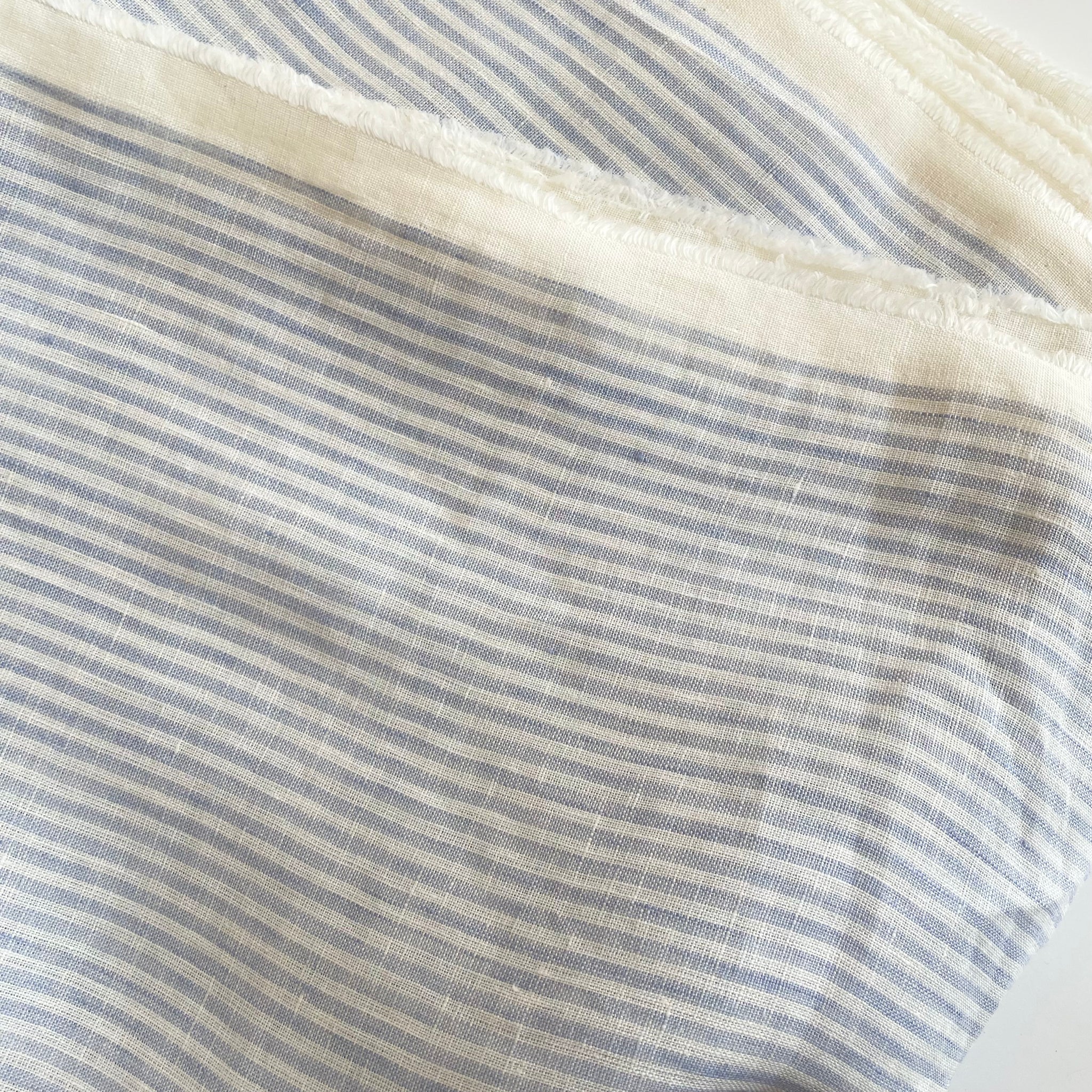 Lightweight Striped Linen - White / Light Blue