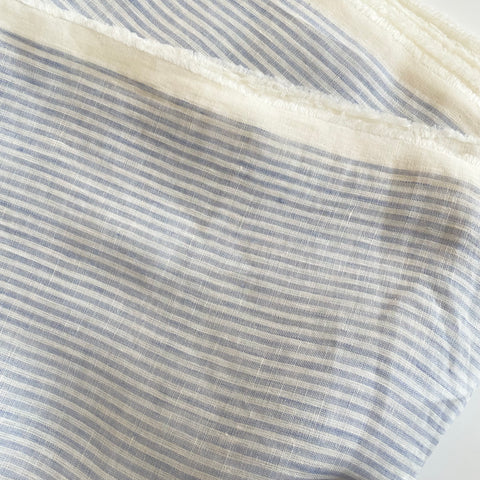 Lightweight Striped Linen - White / Light Blue