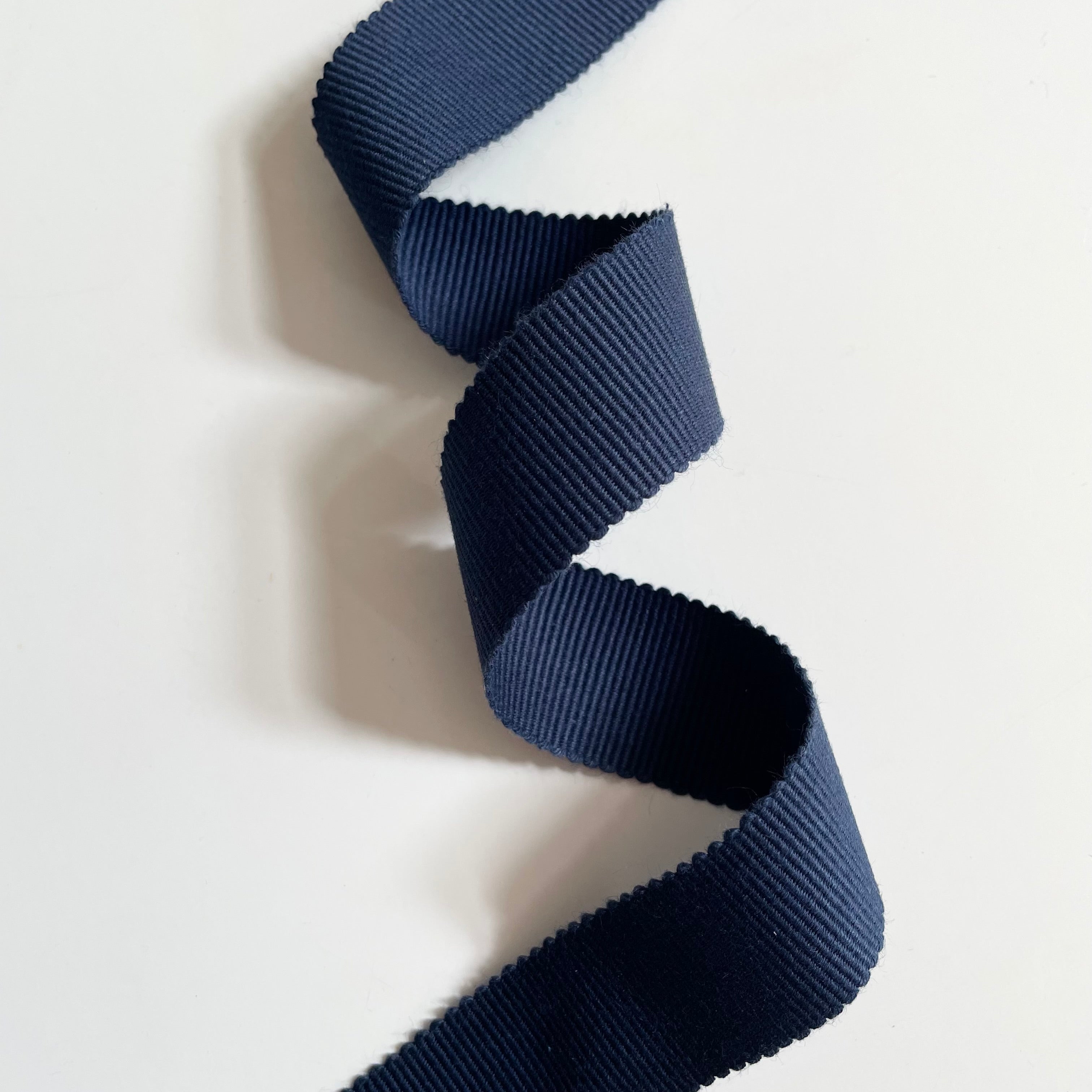 Cotton Petersham Ribbon - Navy 1"