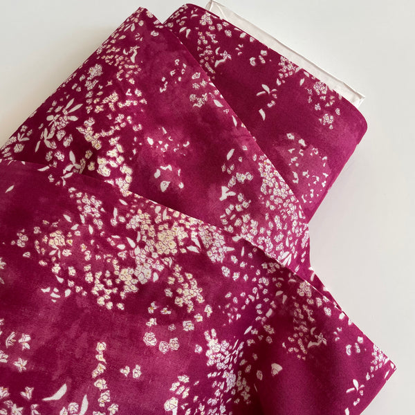 Kokka Nani Iro Organic Double Gauze - Lei Nani Maroon floral