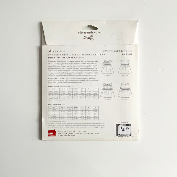 Oliver + S Patterns : Garden Party Dress + Blouse