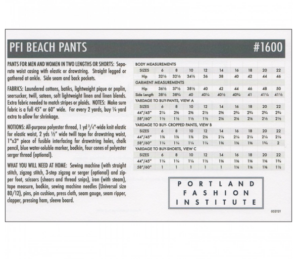 Portland Fashion Institute : Beach Pants