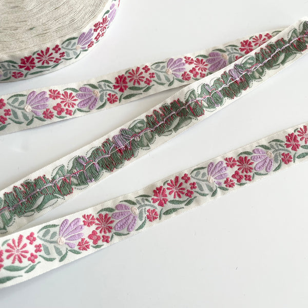 Kafka Ribbon : Mixed Flowers Pink