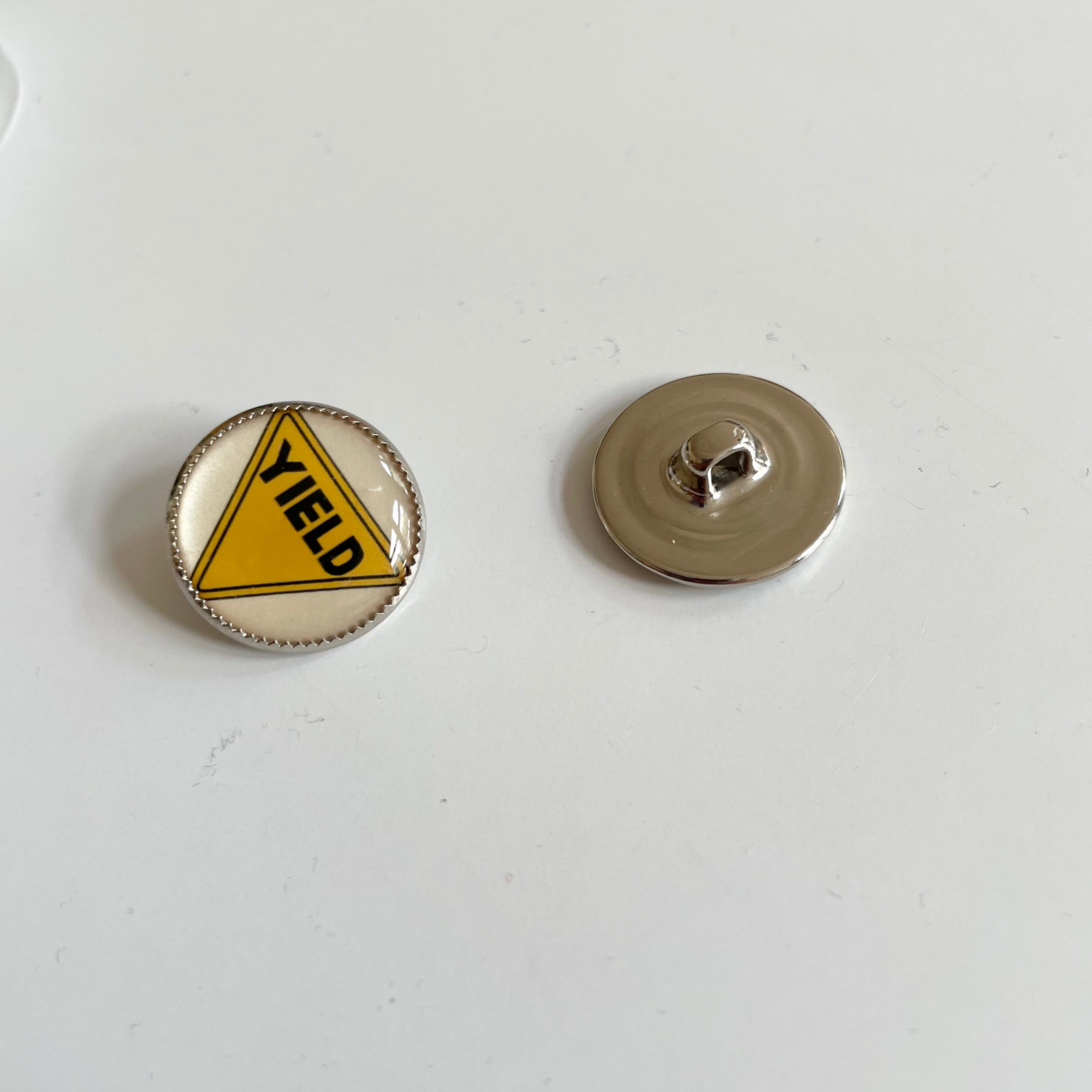 Enamelled Yield Sign Button