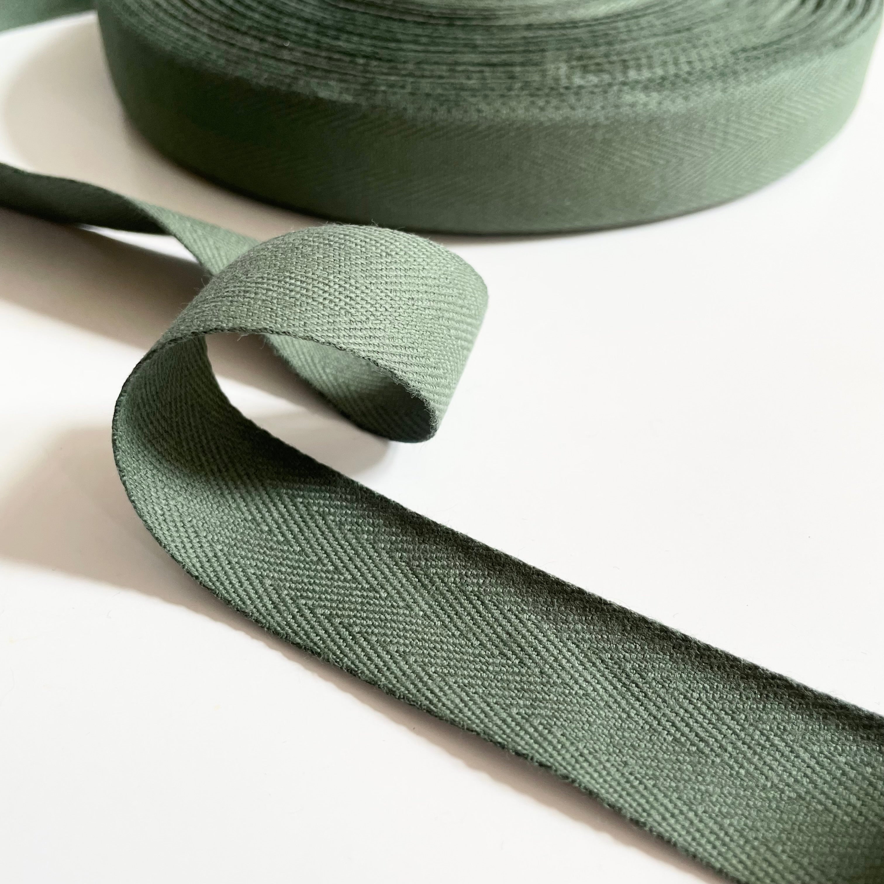 Cotton Twill Tape - Green 1"