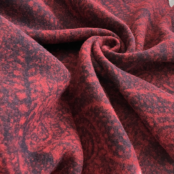 Boiled Wool - Paisley red blue fabric