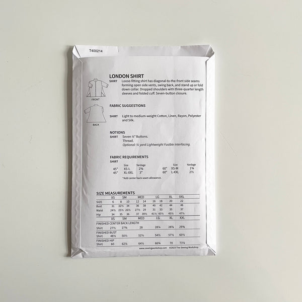 The Sewing Workshop : London Shirt