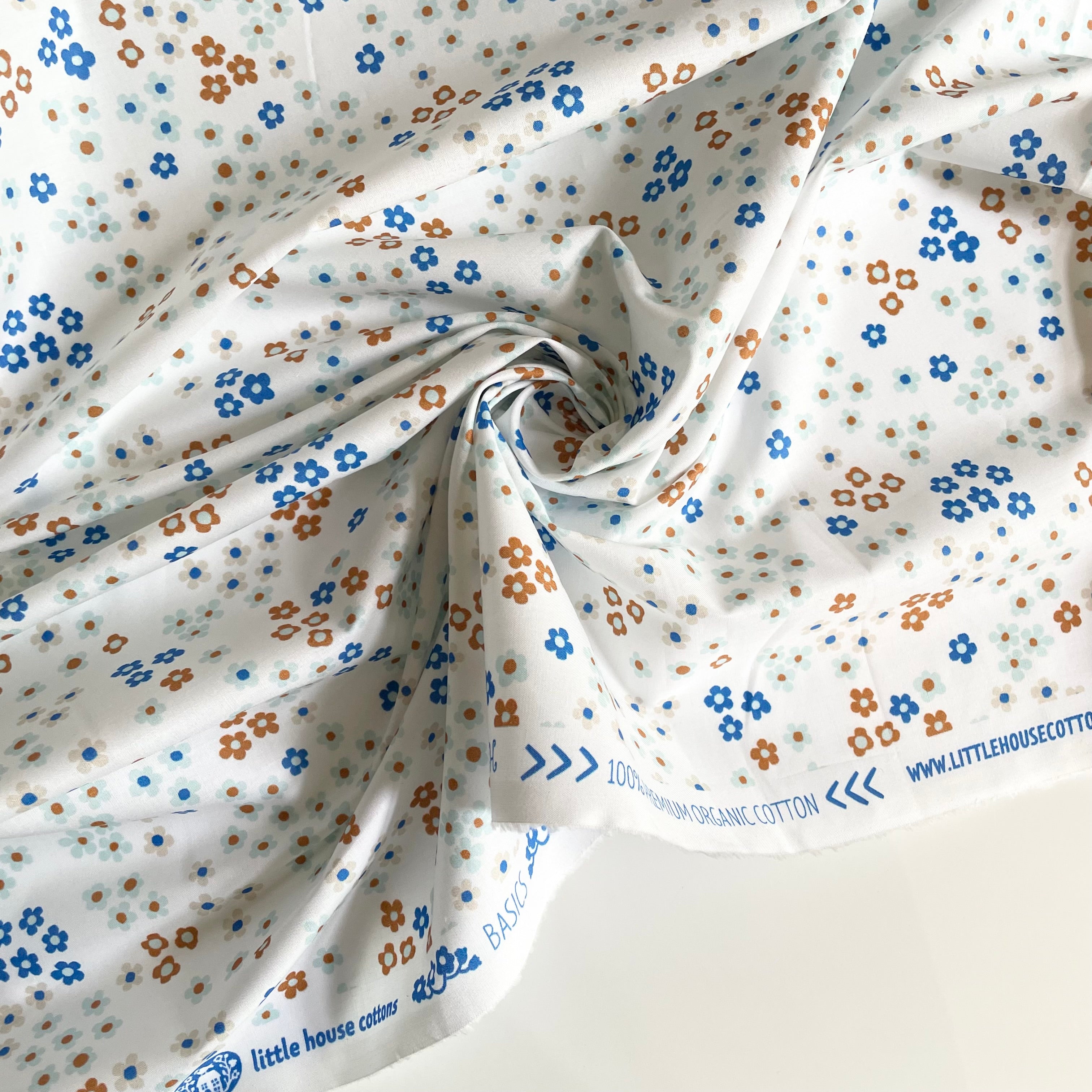 Little House Cottons Organic Poplin - Ditsy Blue
