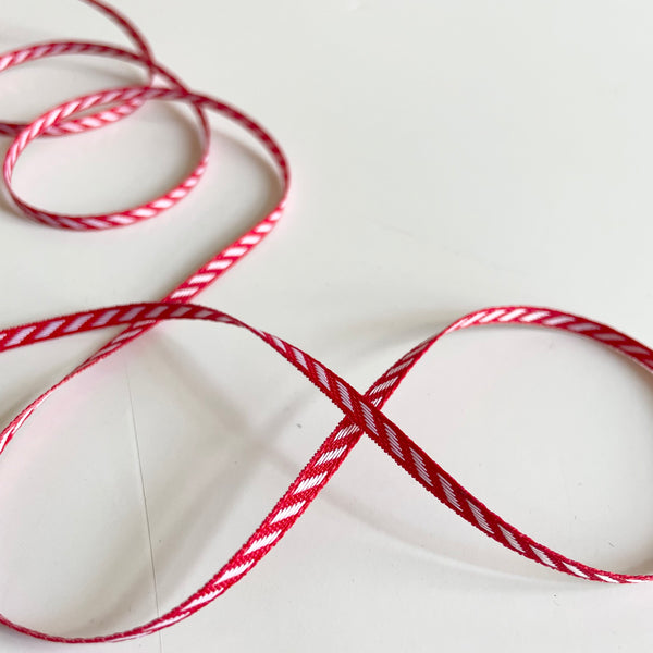 May Arts Ribbon : Diagonal Stripes - Red / White