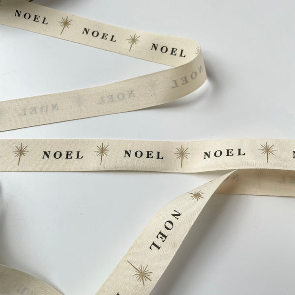 May Arts Ivory Cotton Ribbon - Noel