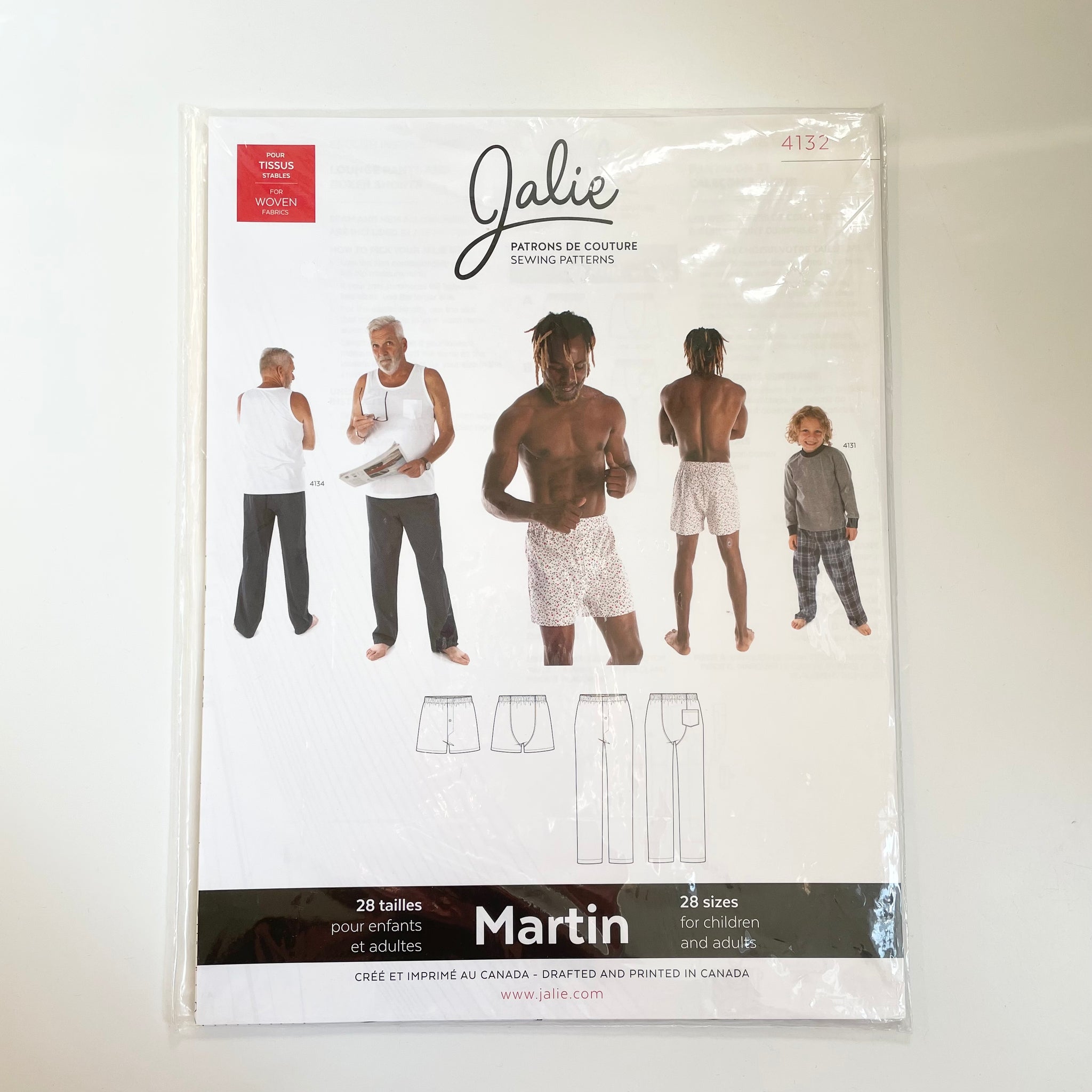 Jalie Sewing Patterns : Martin Lounge Pants & Boxer Shorts