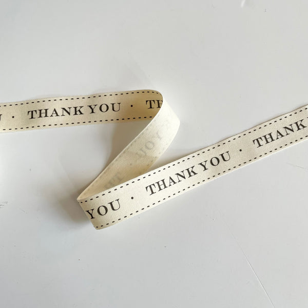 May Arts Ivory Cotton Ribbon - Thank You