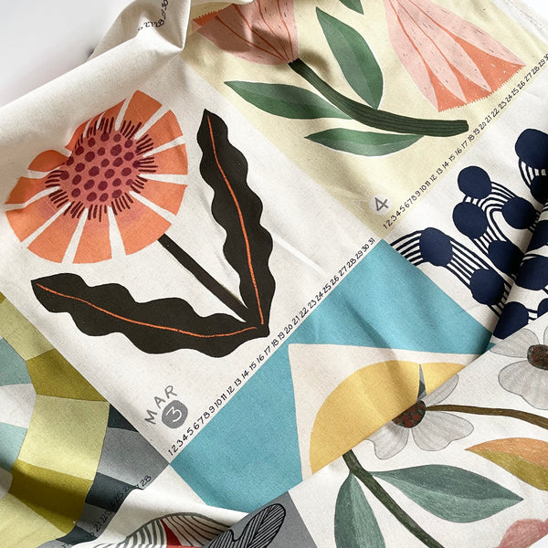Kokka Cotton / Linen Canvas - Bookhou Calendar panel fabric