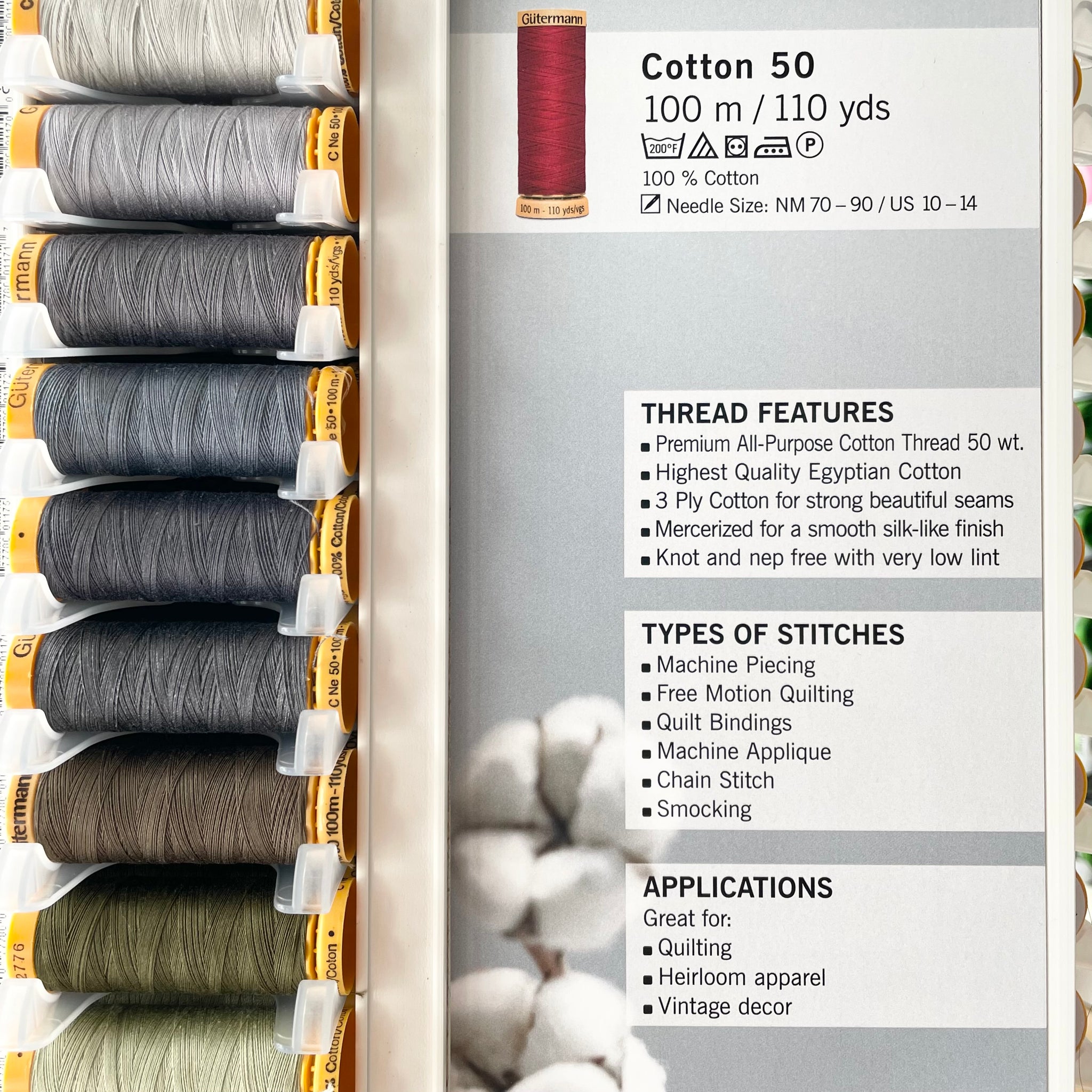 Gutermann Cotton Thread 50wt