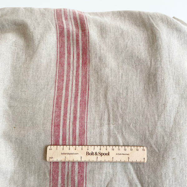 Heavy Weight Linen - Natural / Red Stripe