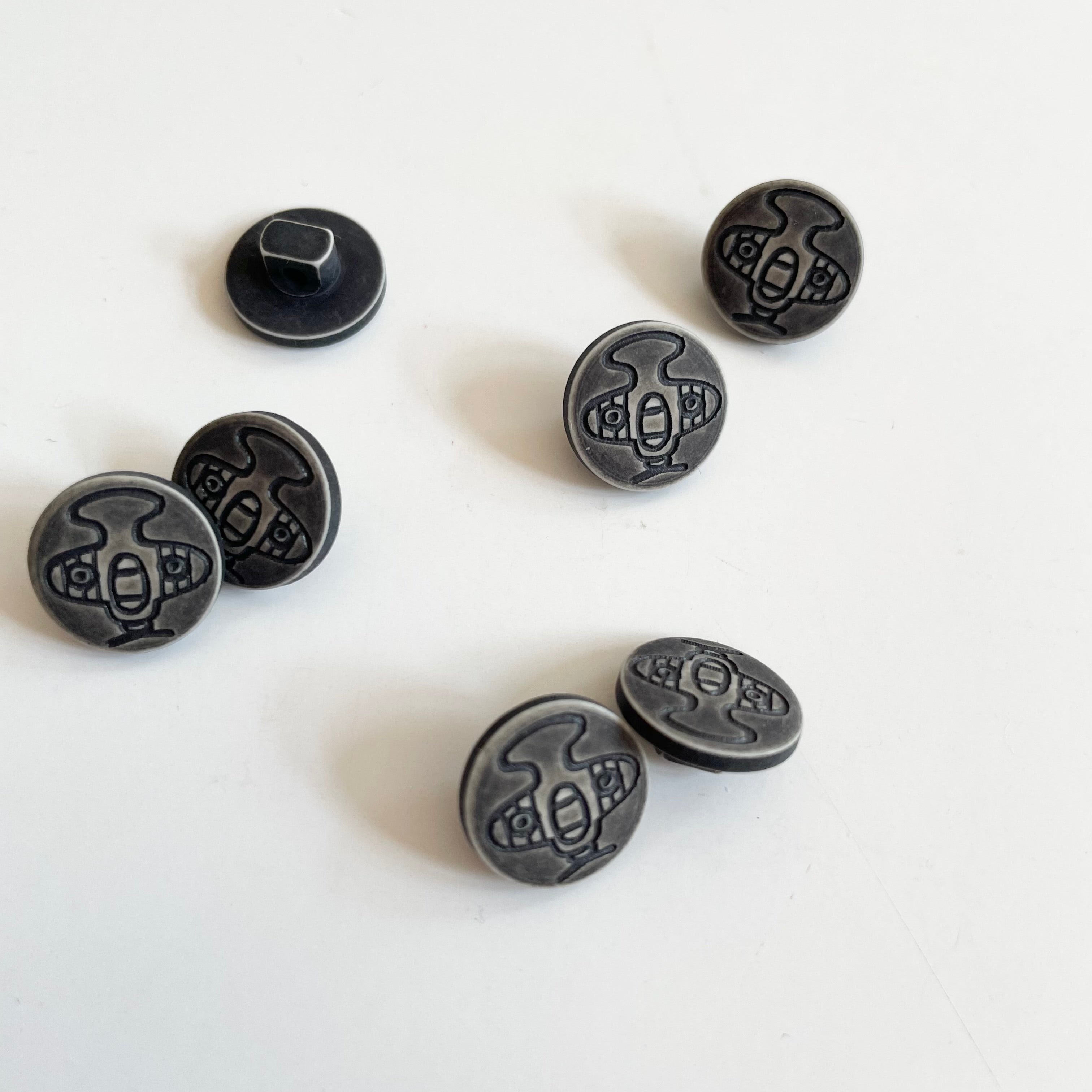Plastic Airplane Button - Black