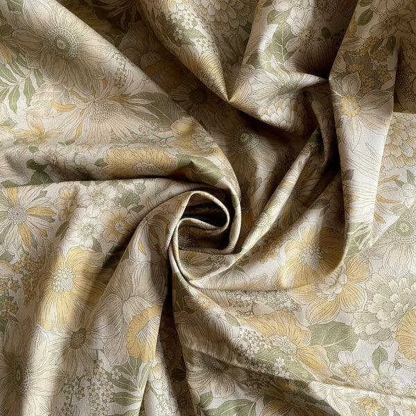Sevenberry Cotton Broadcloth - Khaki Floral