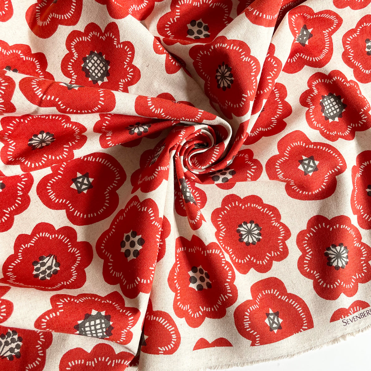 Sevenberry Cotton / Linen Canvas - Red Poppies