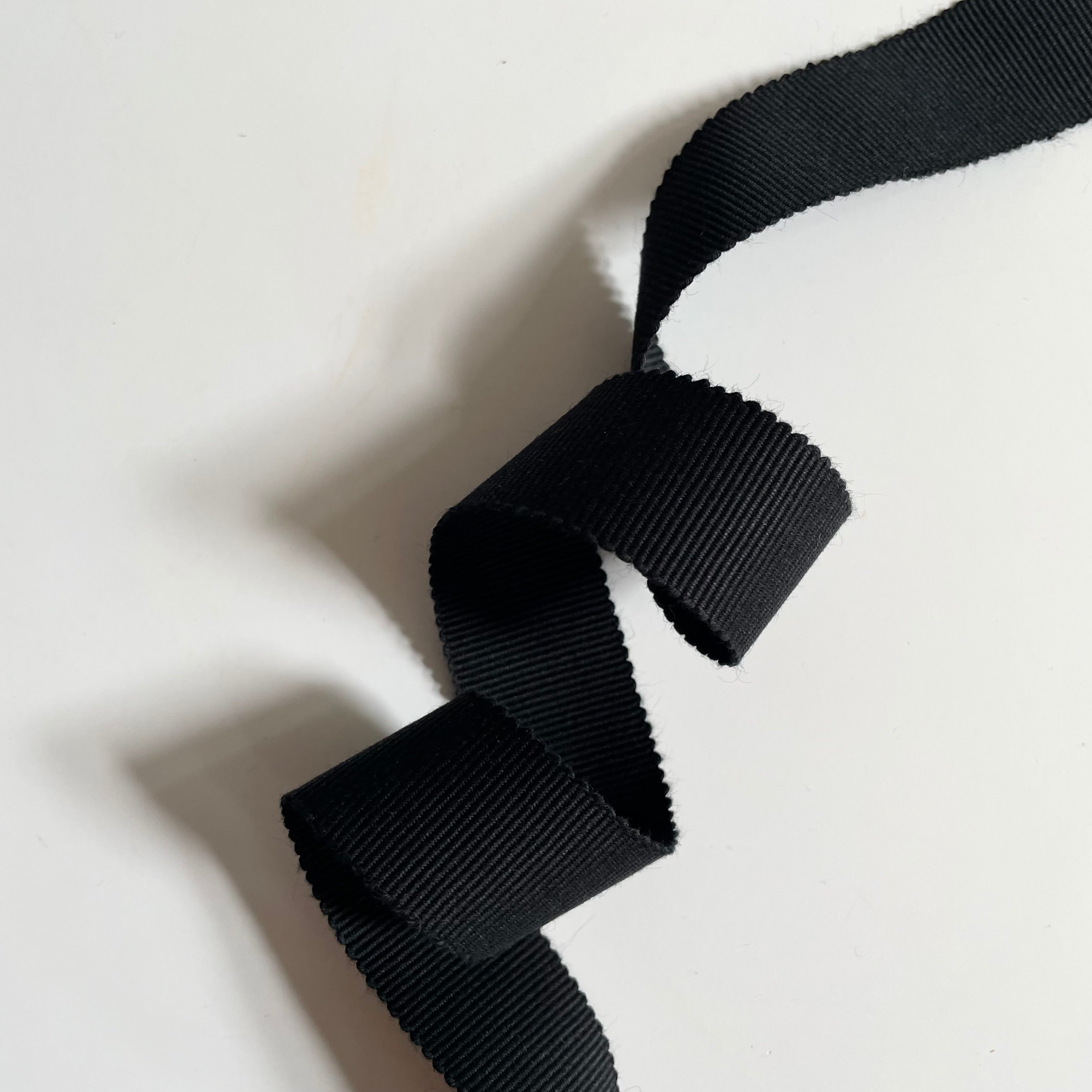 Cotton Petersham Ribbon - Black 1"