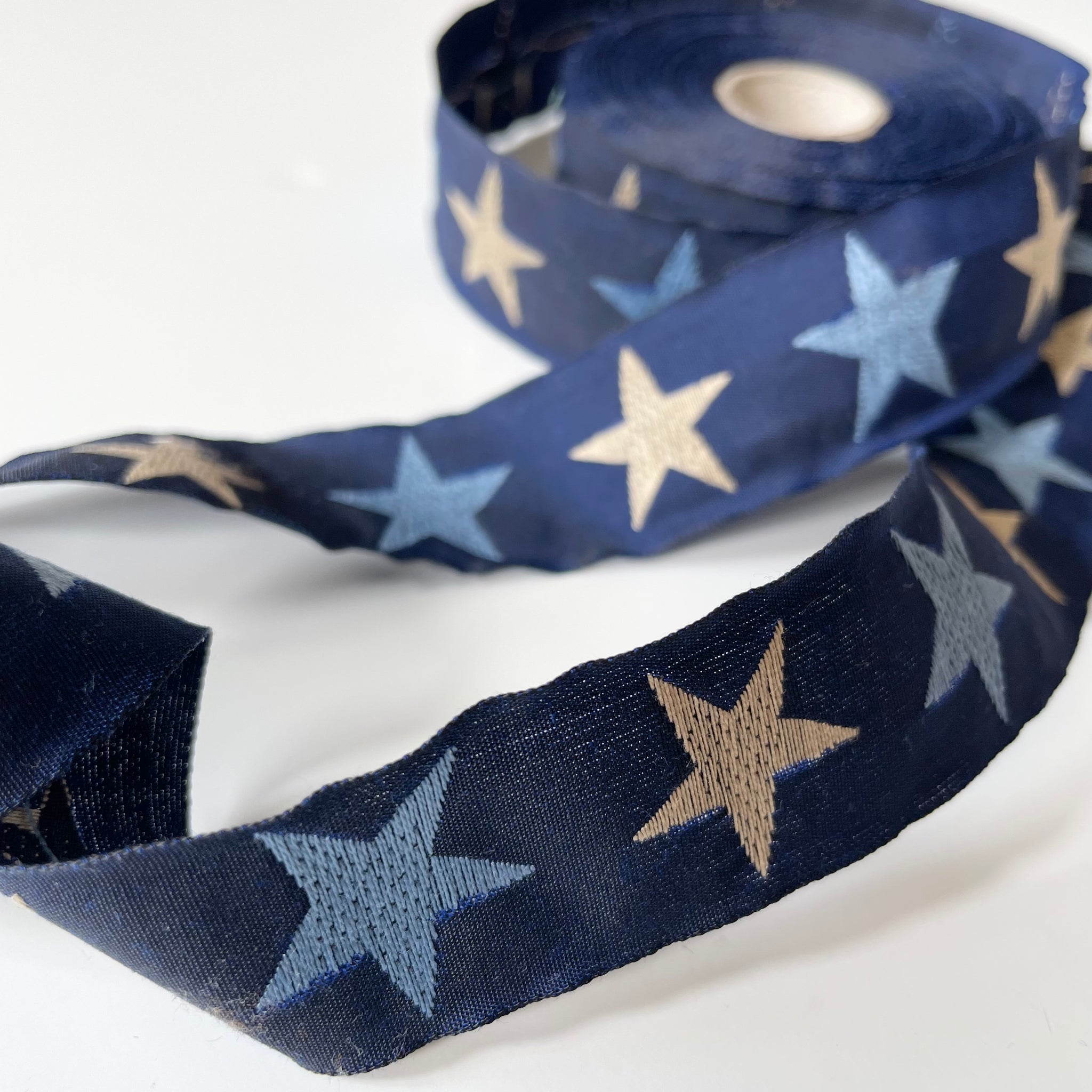 Kafka Ribbon : Nautical Stars - Blue on Blue