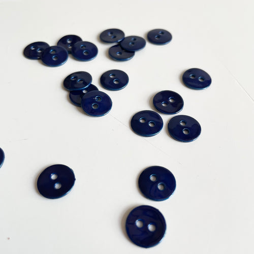 Enameled Metal Button - Navy