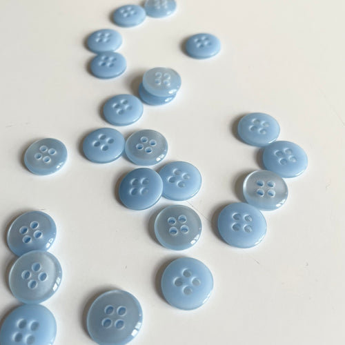 Polished Plastic Button - Light Blue