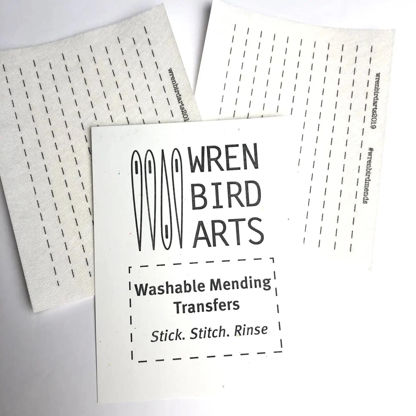 Wren Bird Arts Washable Mending Patterns: Sashiko Style Lines