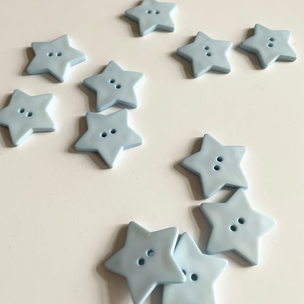 Plastic Two-Hole Star Button - Blue