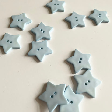 Plastic Two-Hole Star Button - Blue